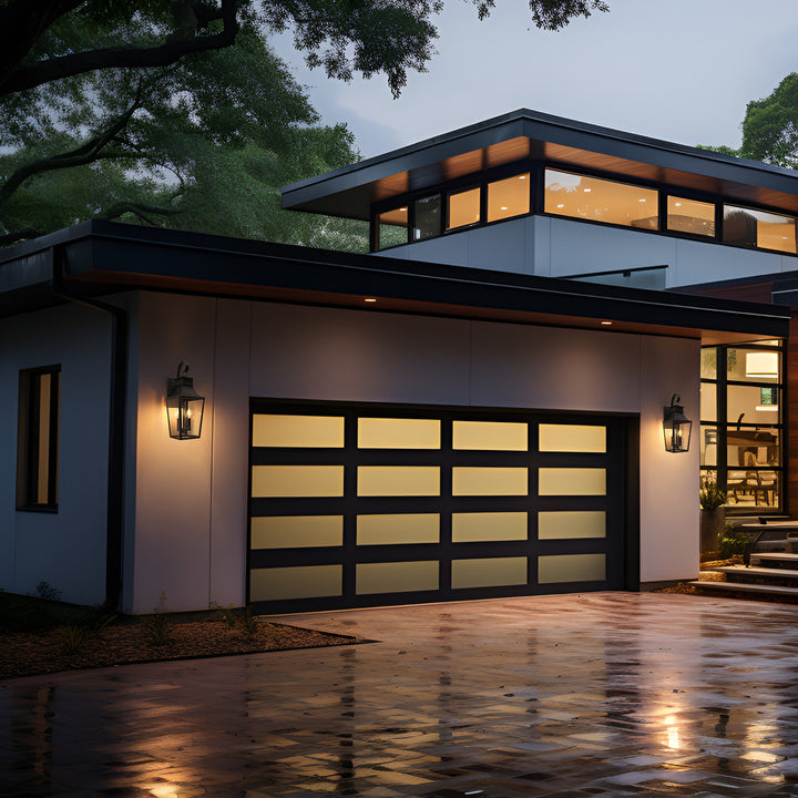 Tempered Glass Outdoor Wall Light With Dusk To Dawn #7060-2BK