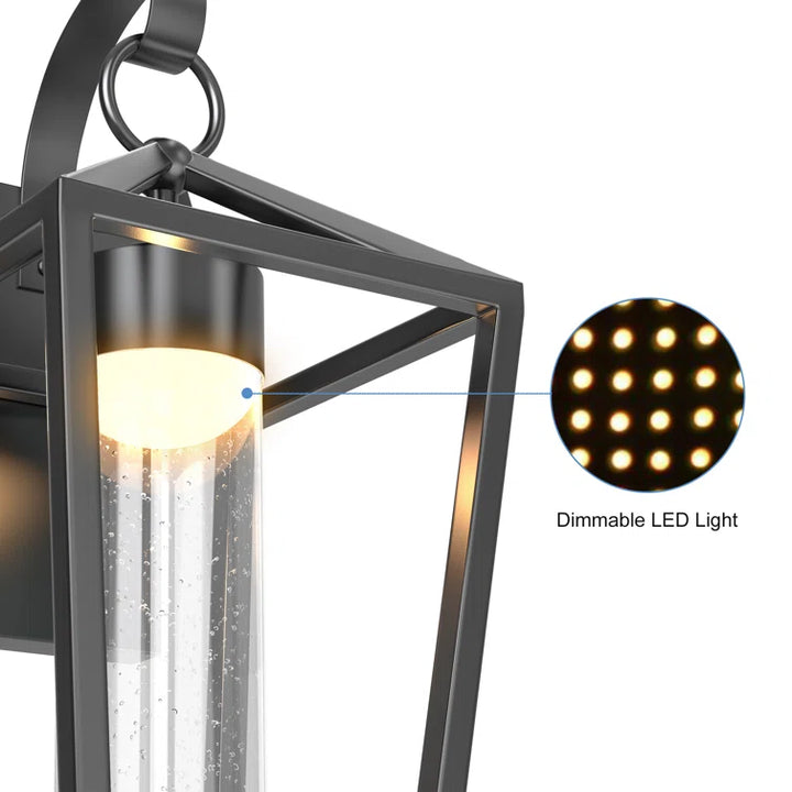 15'' Black Metal Glass Dimmable Led Outdoor Wall Sconce #7043