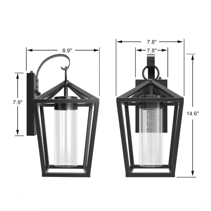 15'' Black Metal Glass Dimmable Led Outdoor Wall Sconce #7043