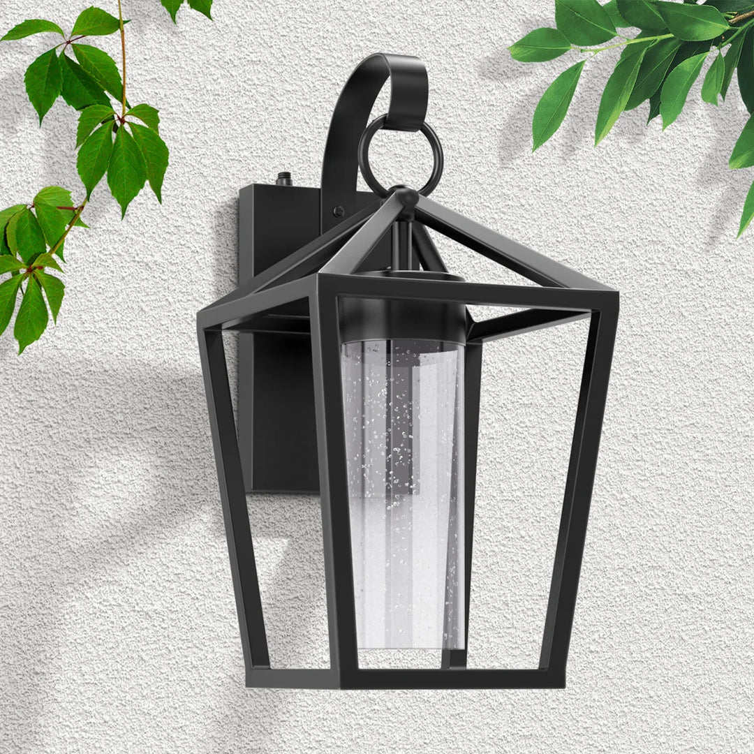 15'' Black Metal Glass Dimmable Led Outdoor Wall Sconce #7043