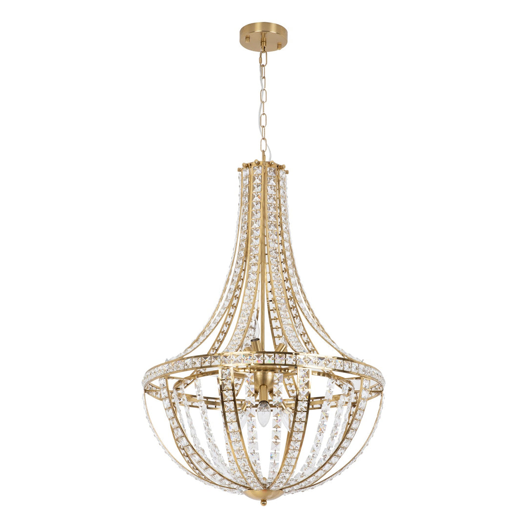 9 - Light Gold Crystal Dimmable Empire Chandelier #19222