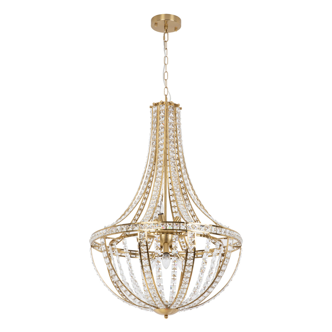 9 - Light Gold Crystal Dimmable Empire Chandelier #19222-9GD