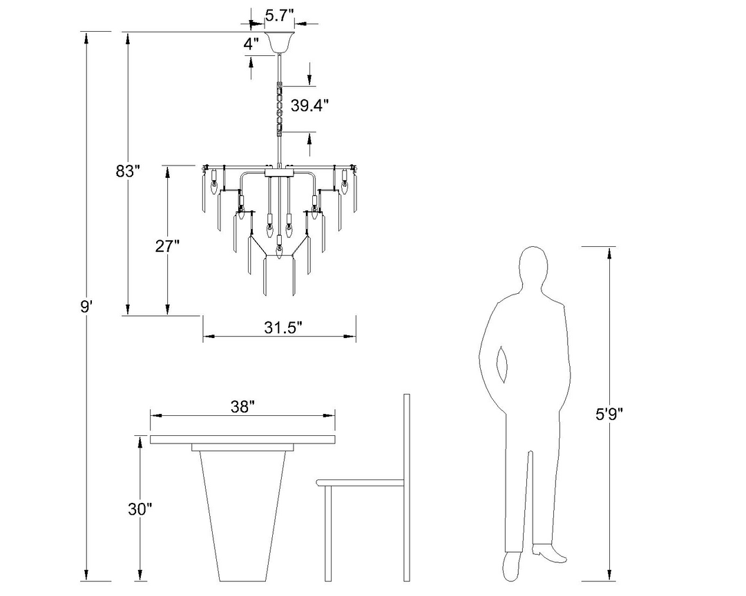 Maxax 12 - Light Unique Tiered Chandelier #MX155205