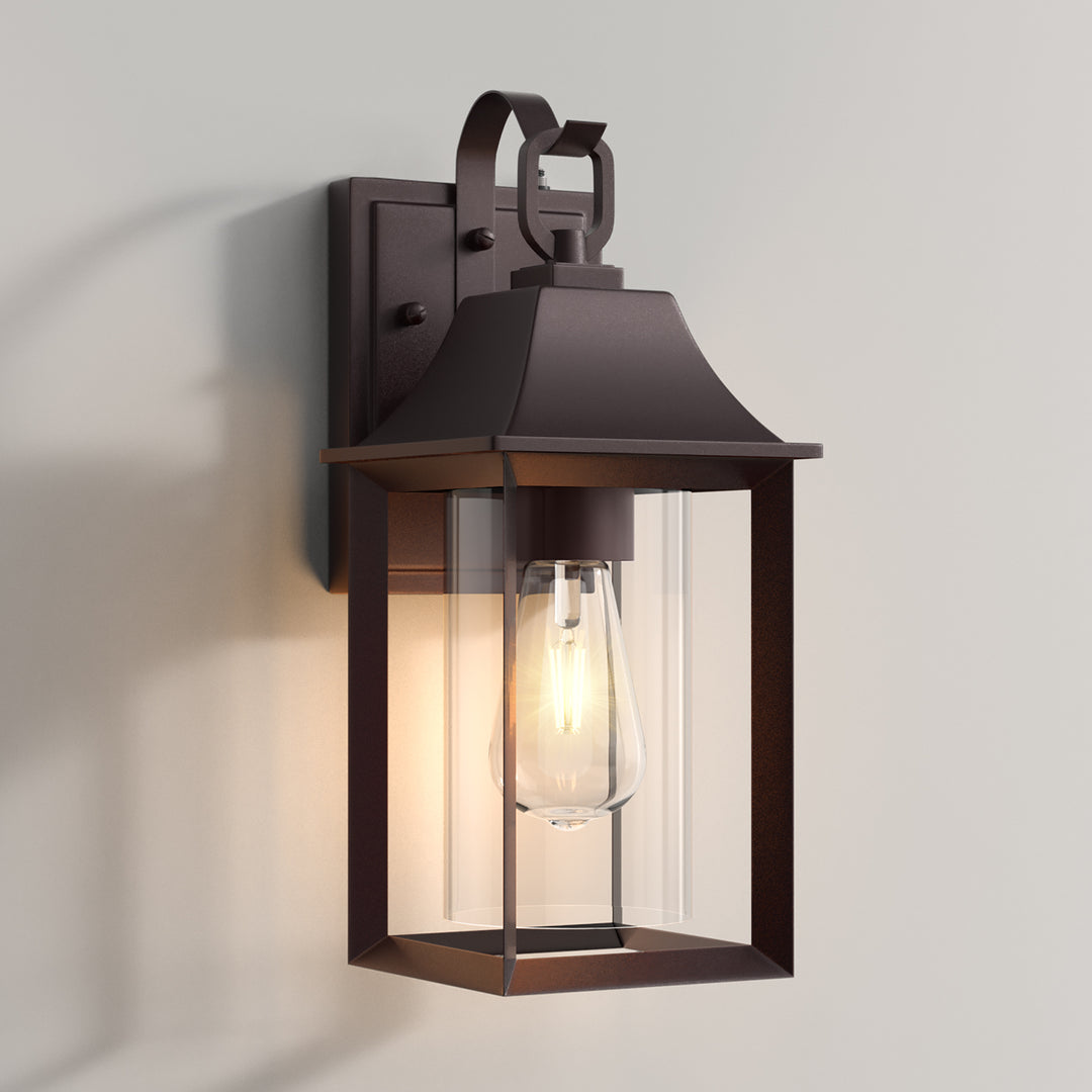 1 - Light Black Outdoor Wall Lantern with Clear Glass #7038