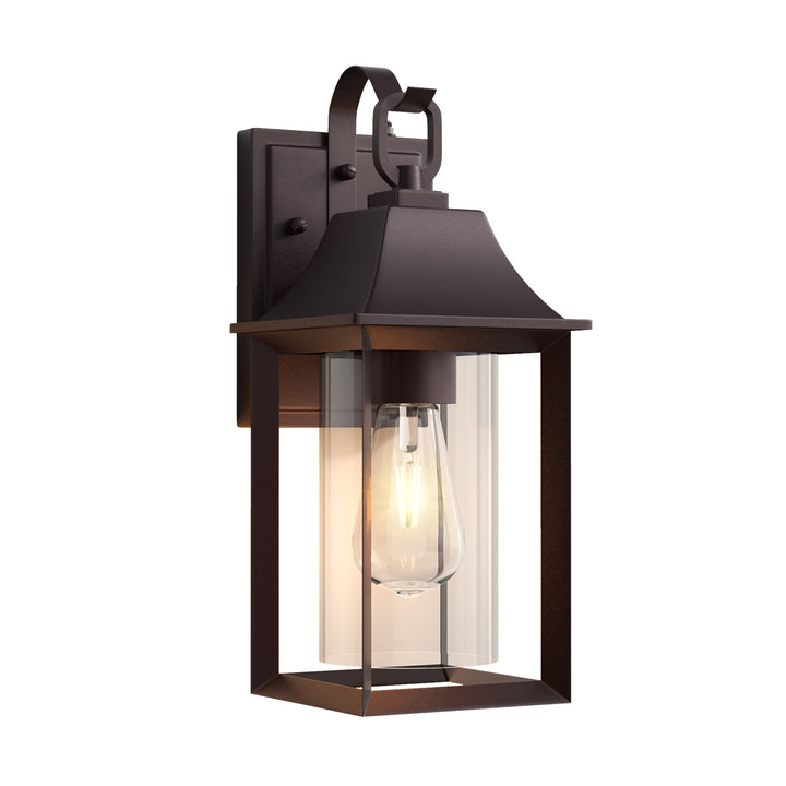 1 - Light Black Outdoor Wall Lantern with Clear Glass #7038