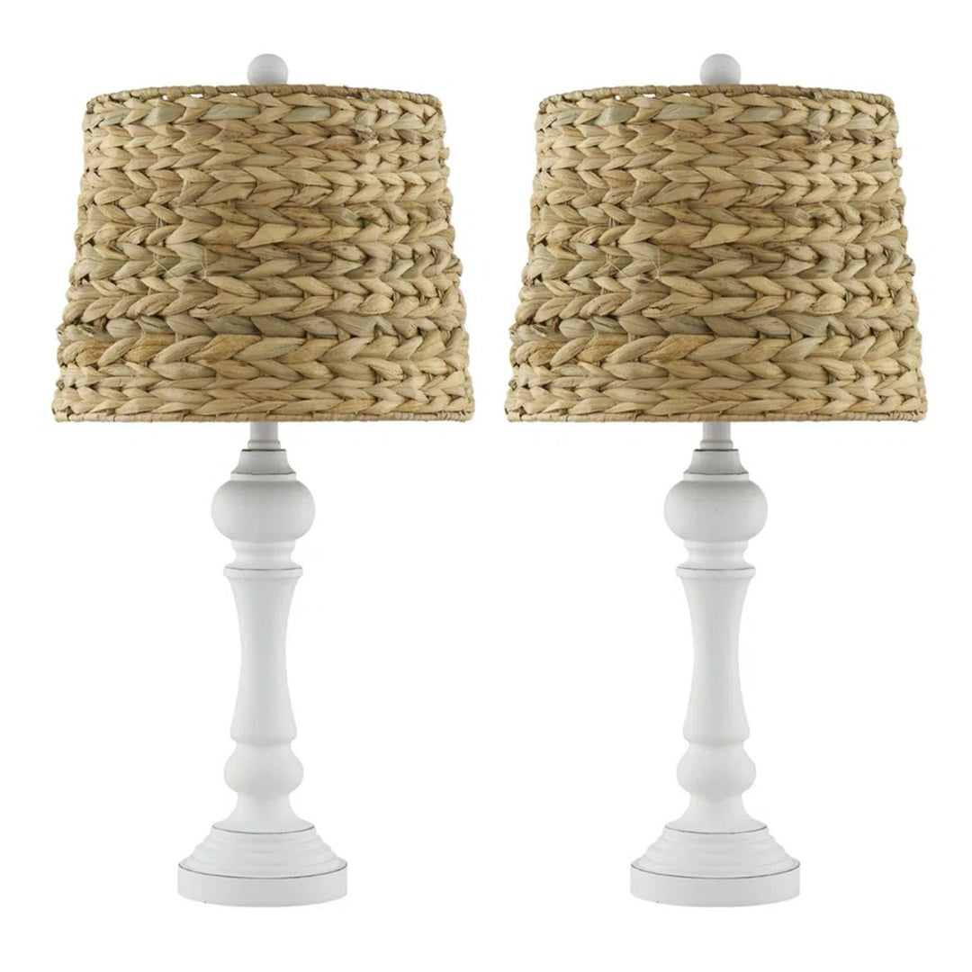 Maxax Coastal Rustic White Modern Table Lamp (Set of 2) #T150