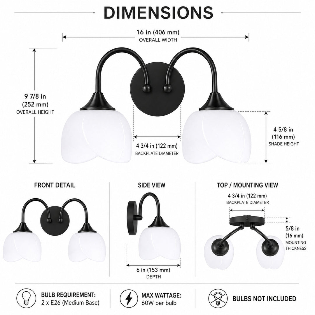 Illusion 23.6''W 3-Light Dimmable Vanity Light with Opal Glass #39014