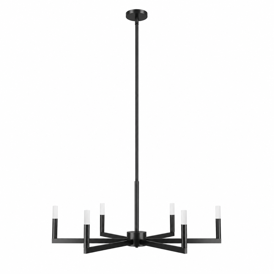 6-light 36"w Led Black Modern Spider Chandelier For Living Room Or Dining Room 