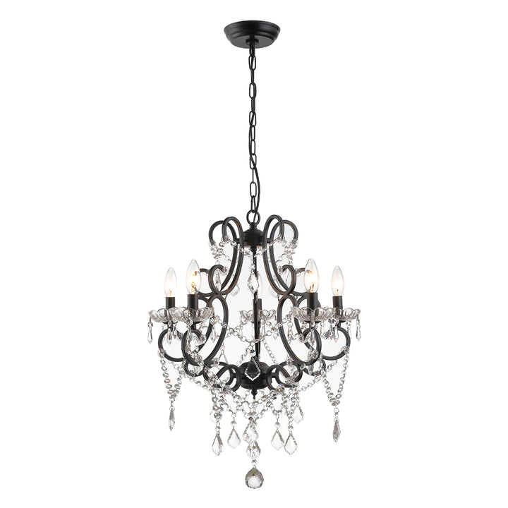 Maxax 5 -Light Candle Classic/Traditional Chandelier with Crystal Accent #MX19040-5-P