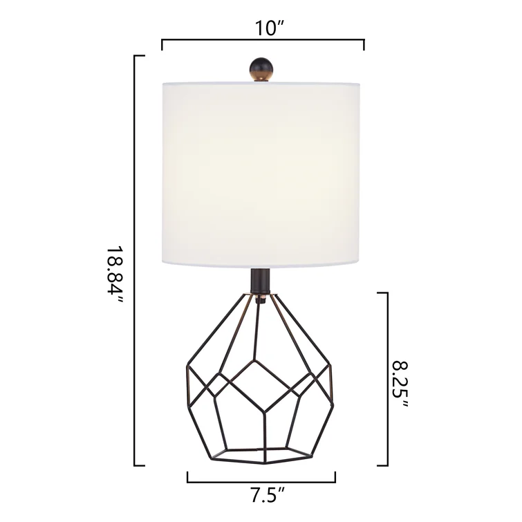 Yullili 19'' Elegant Gold Geometric Table Lamps (Pair) with White Shades