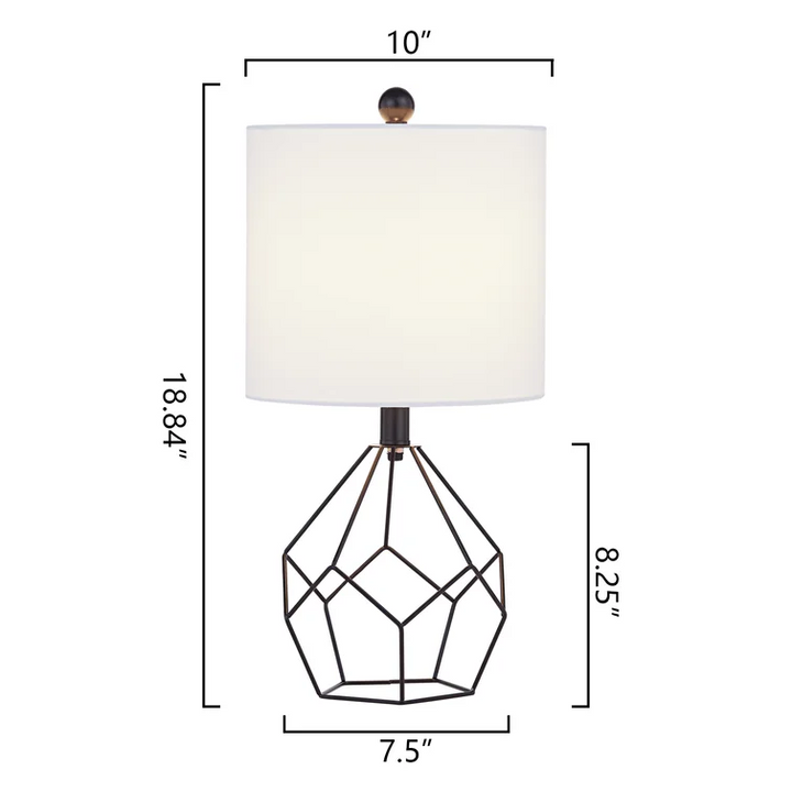 Yullili 19'' Elegant Gold Geometric Table Lamps (Pair) with White Shades #T73