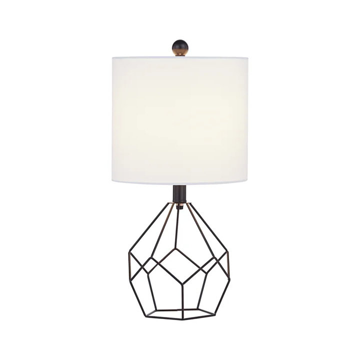 Yullili 19'' Elegant Gold Geometric Table Lamps (Pair) with White Shades #T73