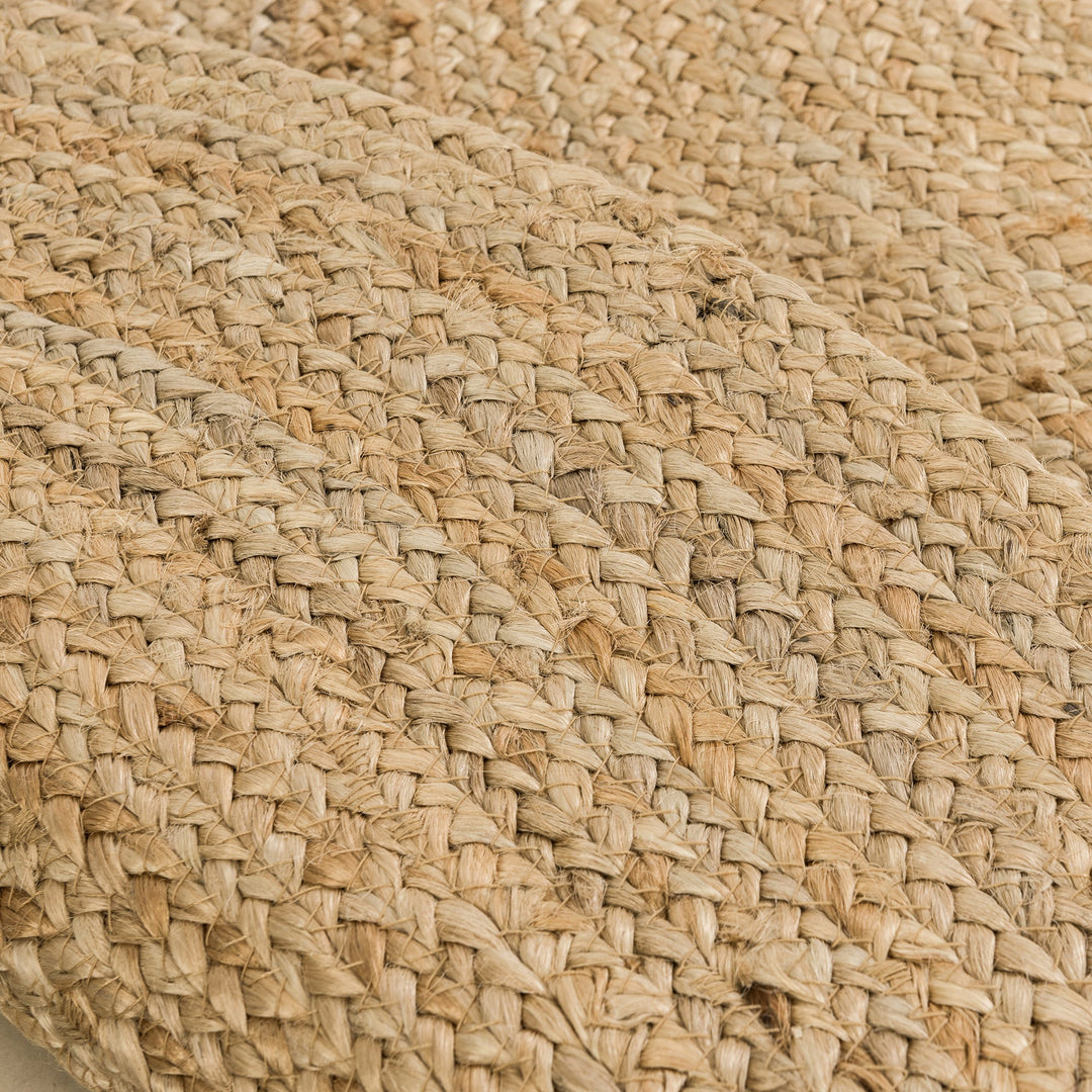 4modernhome Jute Hand Braided Zigzag Stitch Natural Fibers Farmhouse Style Area Rug For Dining Room Living Room Kitchen, Off White/Natural #DT23-7