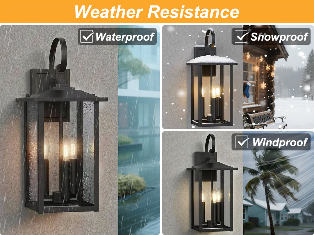 Dusk to Dawn 12.5" Outdoor Wall Sconce, Exterior Wall Light Fixture, Matte Black Porch Light Outdoor, Outside Wall Mount Lantern for House Garage Doorway (Bulb Include) #7004