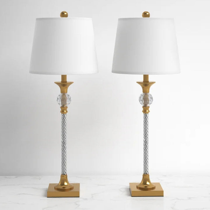 Maxax Crystal & Metal Buffet Table Lamp Set of 2