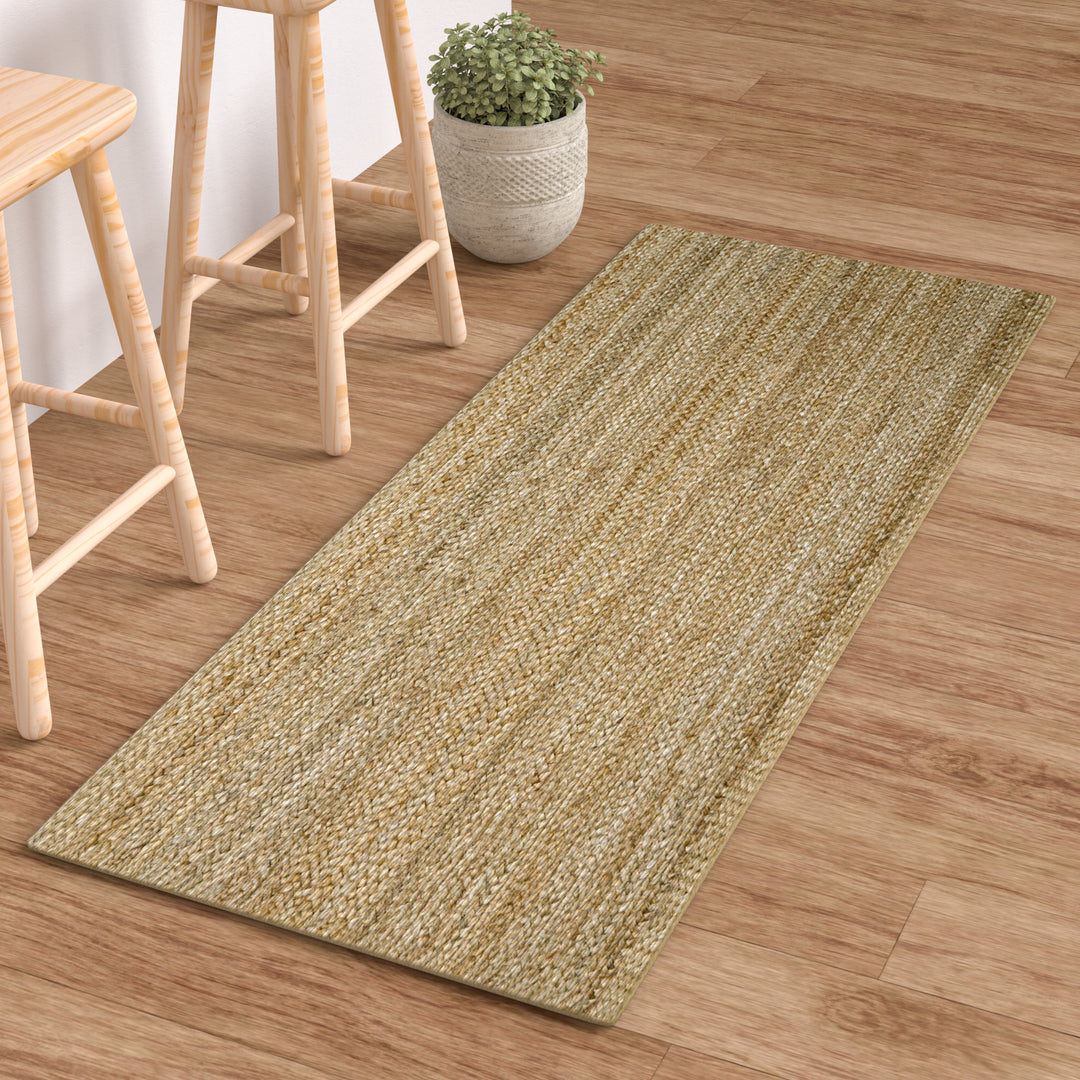 4modernhome Jute Hand Braided Zigzag Stitch Natural Fibers Farmhouse Style Area Rug For Dining Room Living Room Kitchen, Off White/Natural #DT23