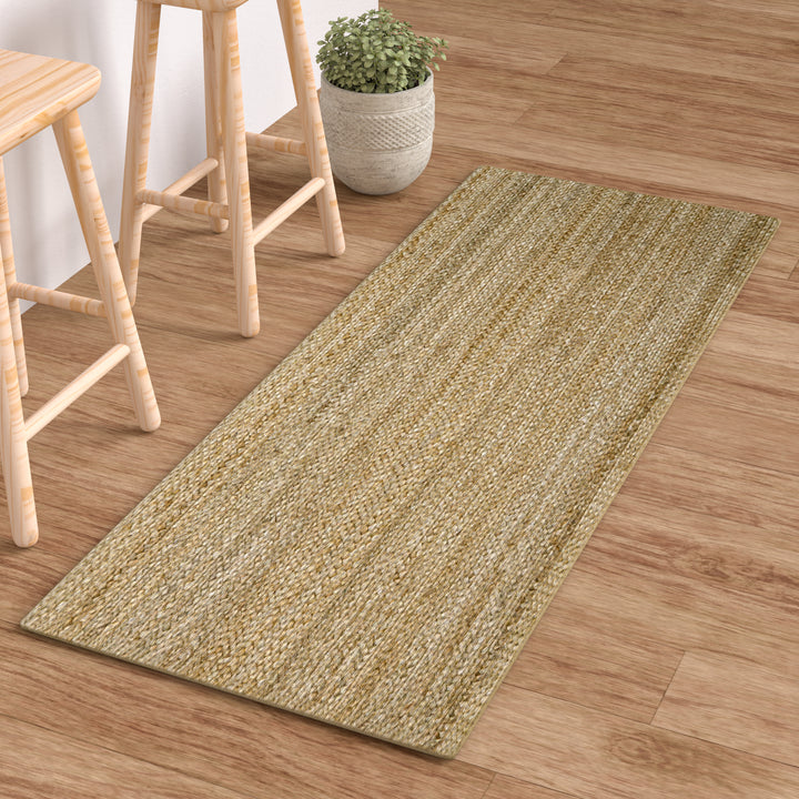 Jute Hand Braided Zigzag Stitch Natural Fibers Farmhouse Style Area Rug For Dining Room Living Room Kitchen, Off White/Natural #DT23-001