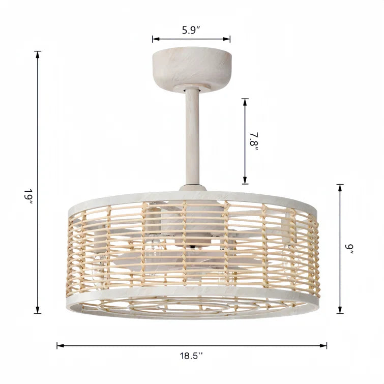 18.5'' Remote Control Reversible Vintage White Ceiling Fan With Lighting Kits For Living Room/Bedroom #26012