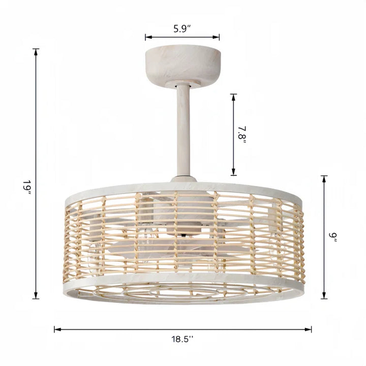 18.5'' Remote Control Reversible Vintage White Ceiling Fan With Lighting Kits For Living Room/Bedroom #26012