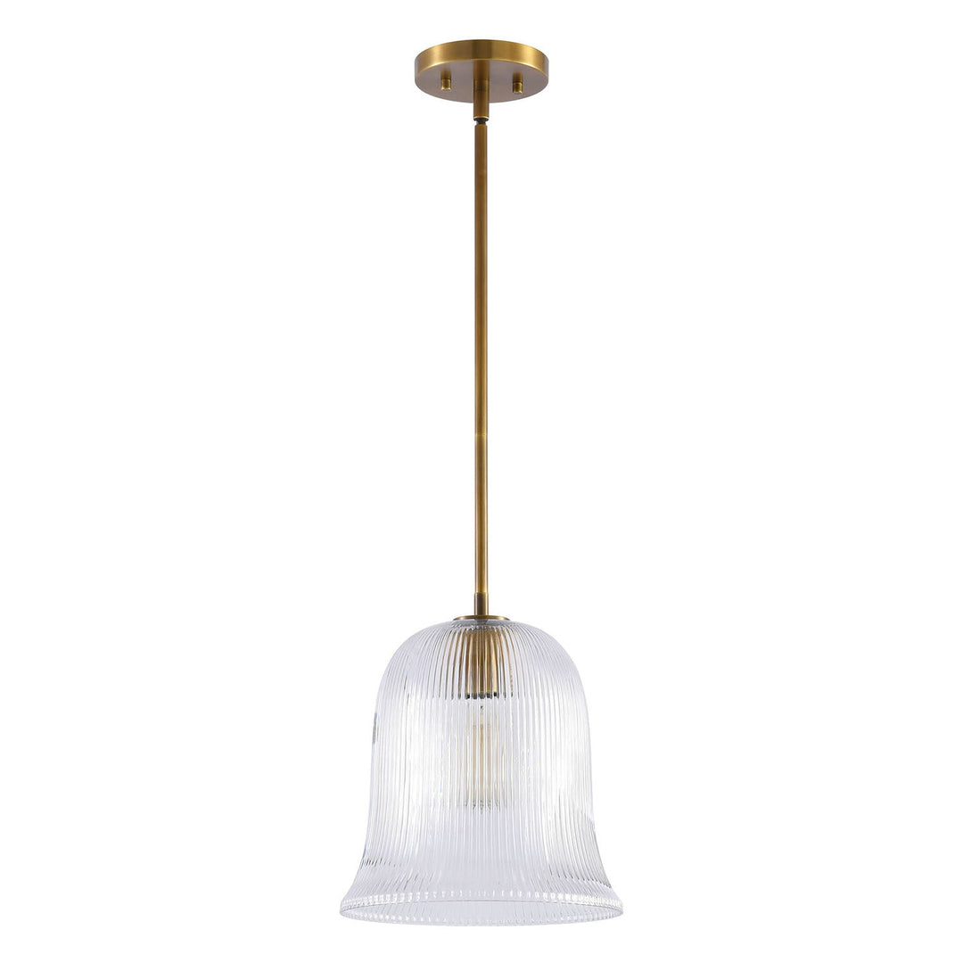 Glimmer 1-Light Metal & Glass Modern Bell Adjustable Rod Single Pendant Light #48001