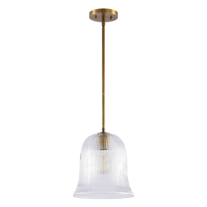 Glimmer 1-Light Metal & Glass Modern Bell Adjustable Rod Single Pendant Light #48001