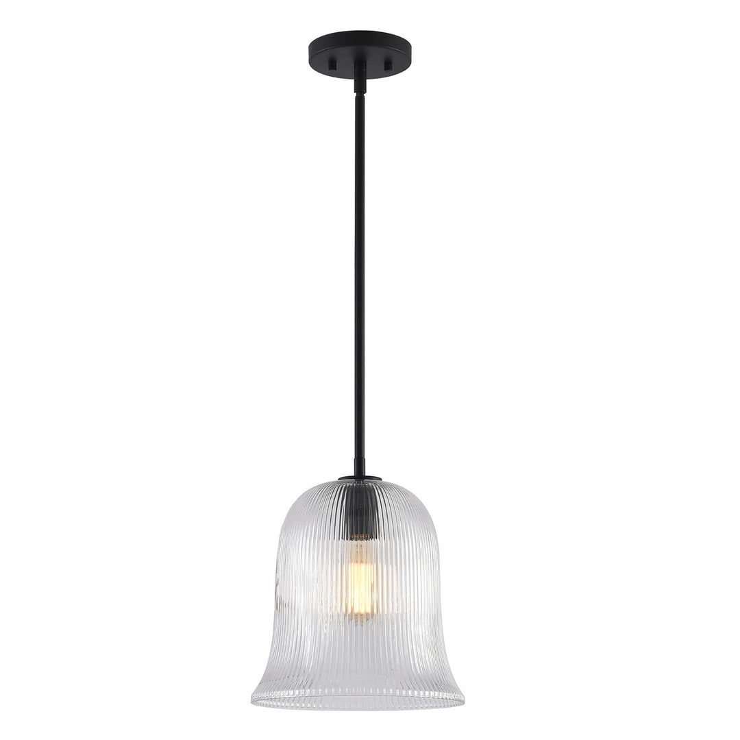 Glimmer 1-Light Metal & Glass Modern Bell Adjustable Rod Single Pendant Light #48001
