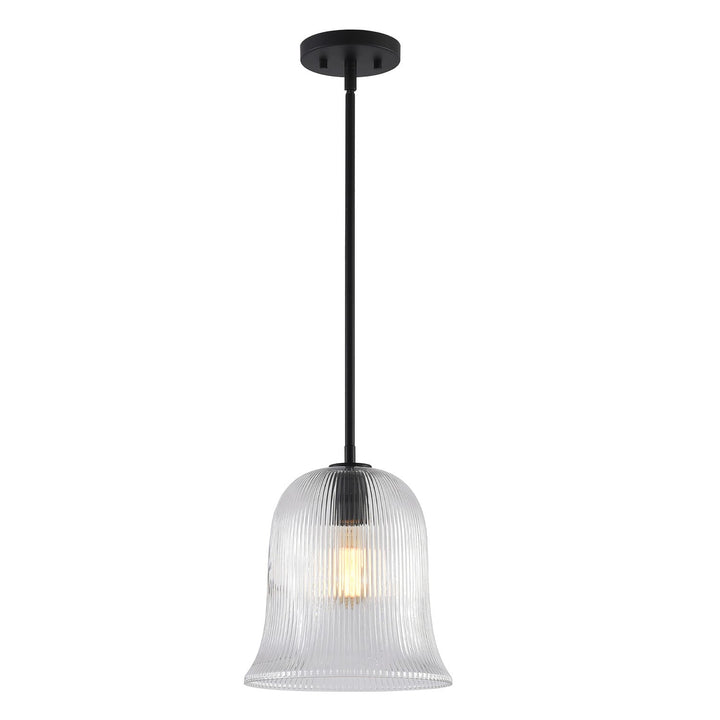 Glimmer 1-Light Metal & Glass Modern Bell Adjustable Rod Single Pendant Light #48001