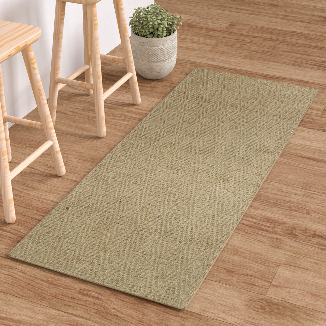 Jute Power Loom Natural Fibers Farmhouse Style Area Rug For Dining Room Living Room Kitchen, Off White/Natural #DT23-301