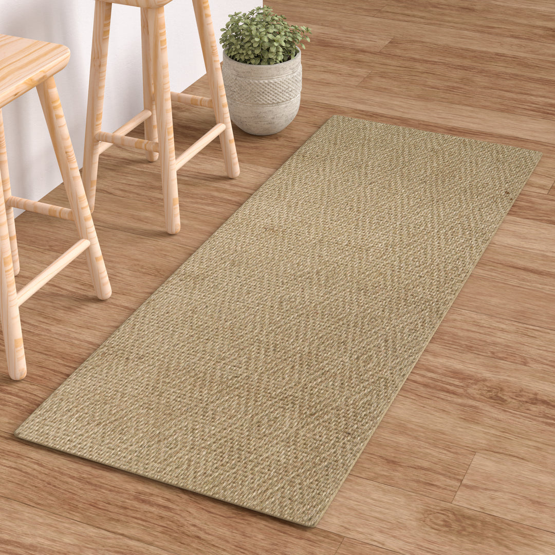 4modernhome Jute Power Loom Natural Fibers Farmhouse Style Area Rug For Dining Room Living Room Kitchen, Off White/Natural #DT23-3