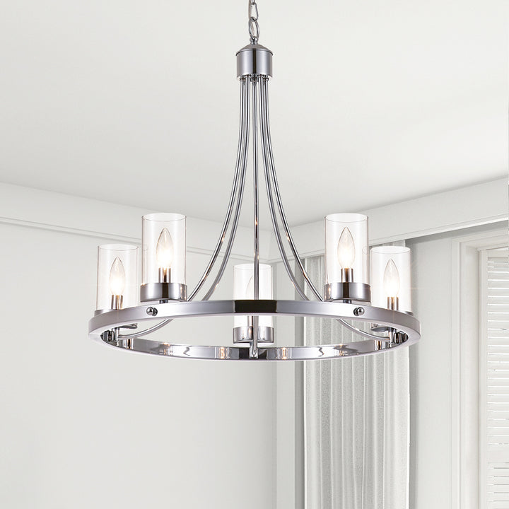 Maxax 5 - Light Candle Style Wagon Wheel Chandelier #MX19025-5