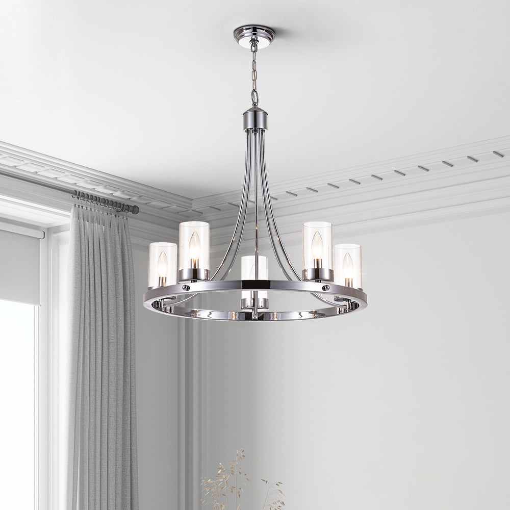 Maxax 5 - Light Candle Style Wagon Wheel Chandelier #MX19025