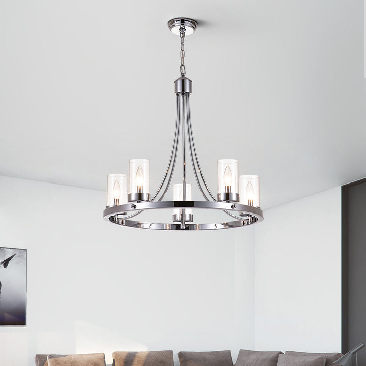 Maxax 5 - Light Candle Style Wagon Wheel Chandelier #MX19025-5