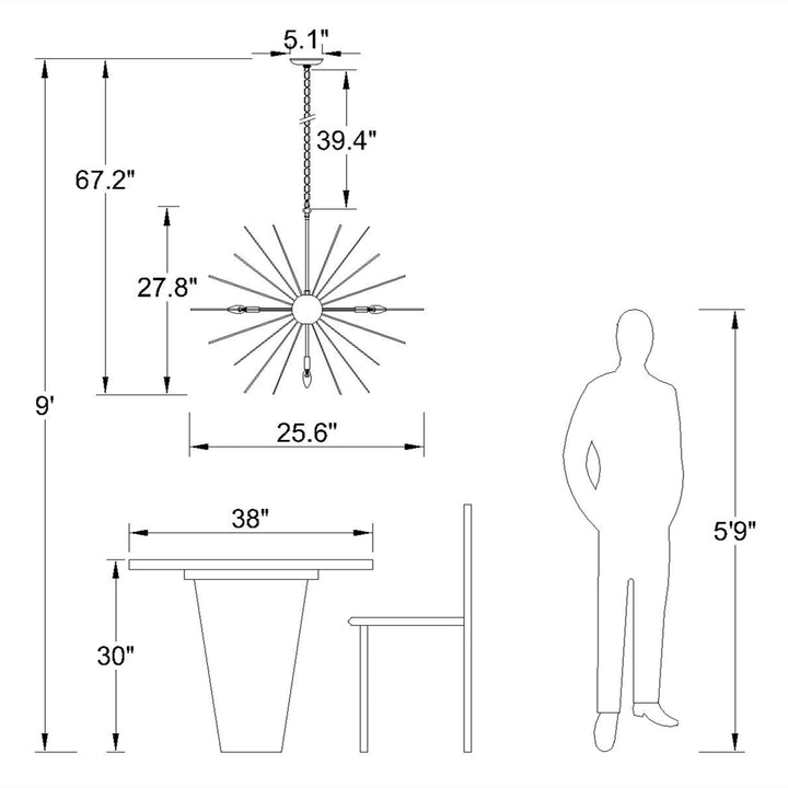 Maxax 7-Light Sputnik Chandelier #MX19030-7