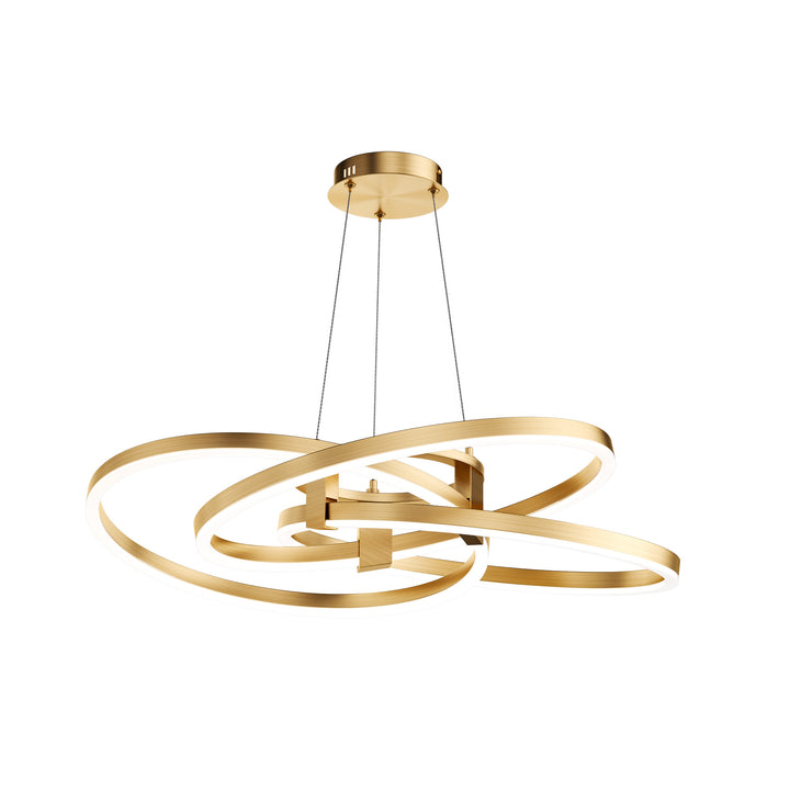 BrillianceLed 36"W Aluminum Modern Chandelier Light With Brush Gold/Back Metal For Dining Room Or Living Room #19034