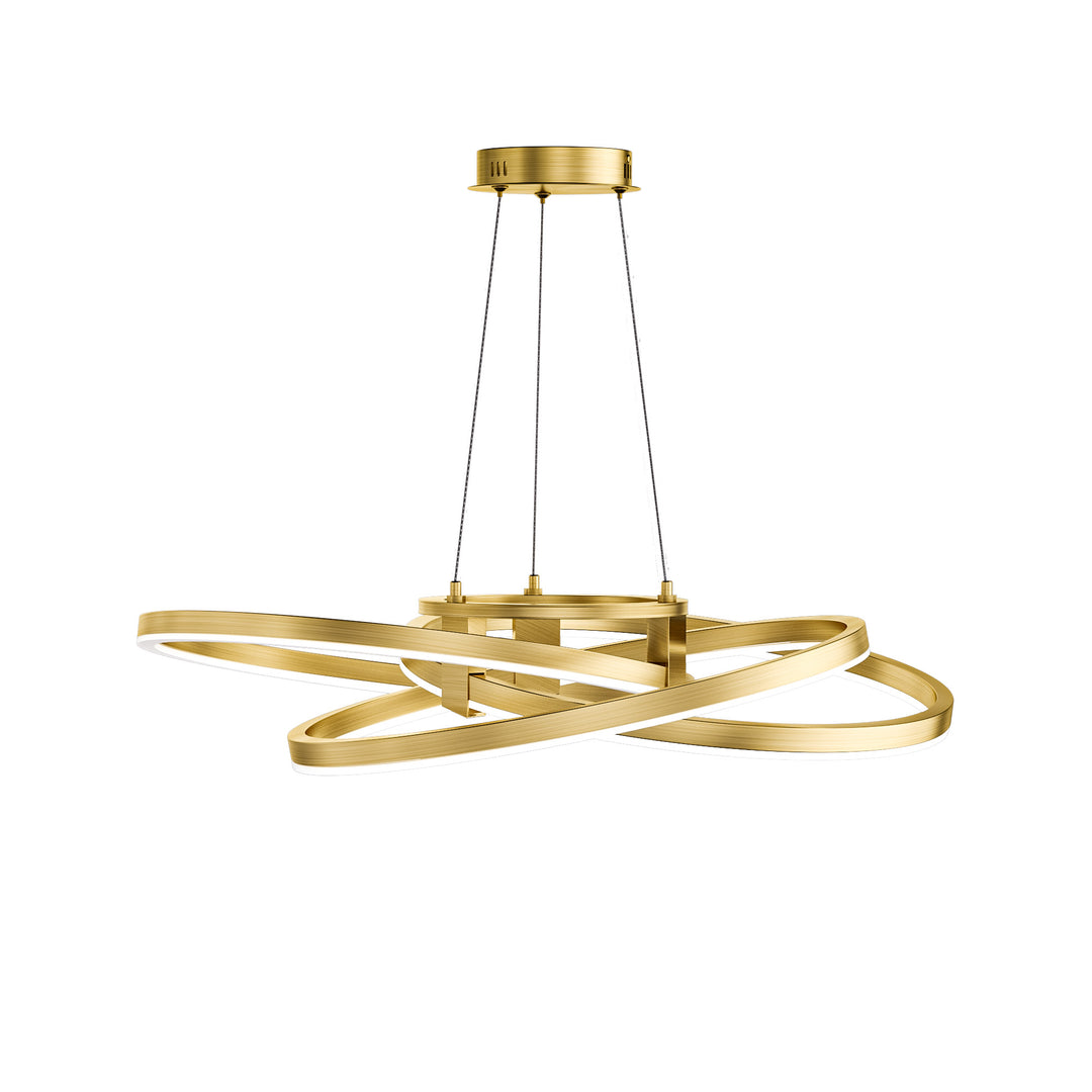 BrillianceLed 36"W Aluminum Modern Chandelier Light With Brush Gold/Back Metal For Dining Room Or Living Room #19034