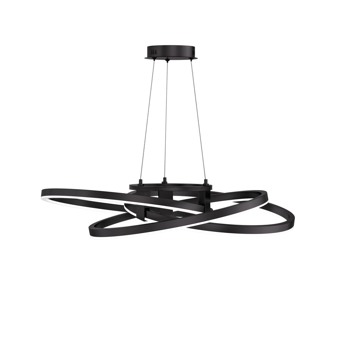 BrillianceLed 36"W Aluminum Modern Chandelier Light With Brush Gold/Back Metal For Dining Room Or Living Room #19034