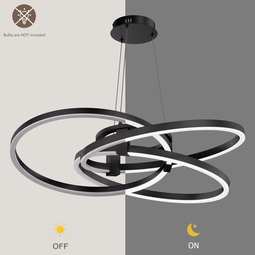 BrillianceLed 36"W Aluminum Modern Chandelier Light With Brush Gold/Back Metal For Dining Room Or Living Room #19034