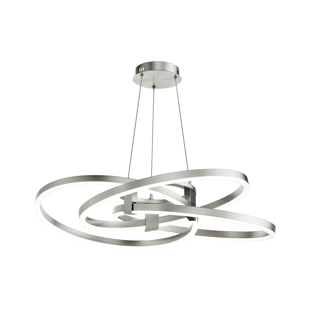 BrillianceLed 36"W Aluminum Modern Chandelier Light With Brush Gold/Back Metal For Dining Room Or Living Room #19034