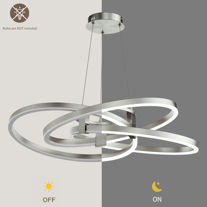 BrillianceLed 36"W Aluminum Modern Chandelier Light With Brush Gold/Back Metal For Dining Room Or Living Room #19034