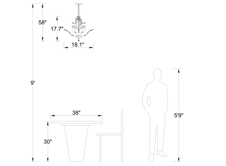 Maxax 4-Light Crystal Chandelier #MX19046