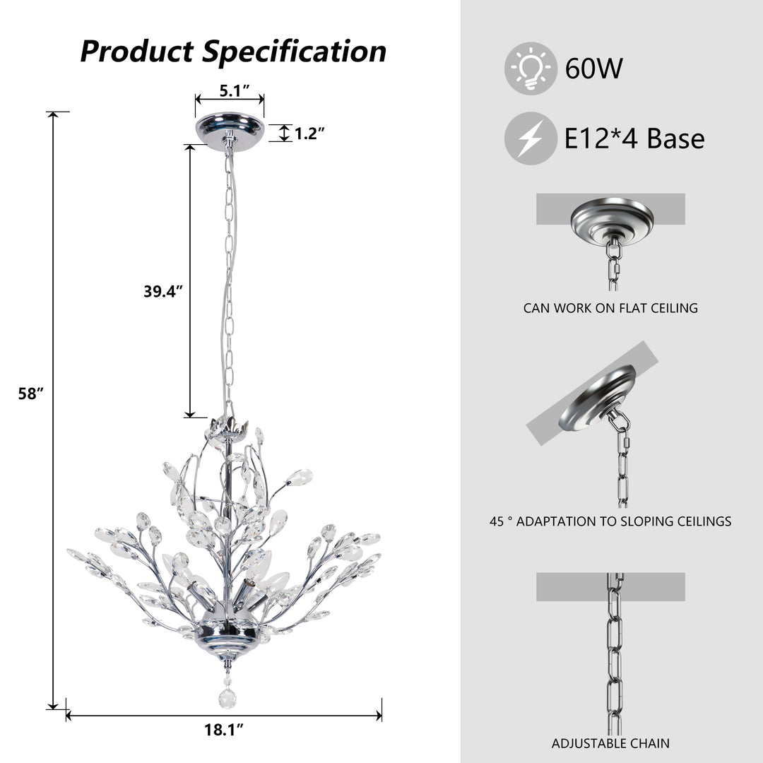 Maxax 4-Light Crystal Chandelier #19046