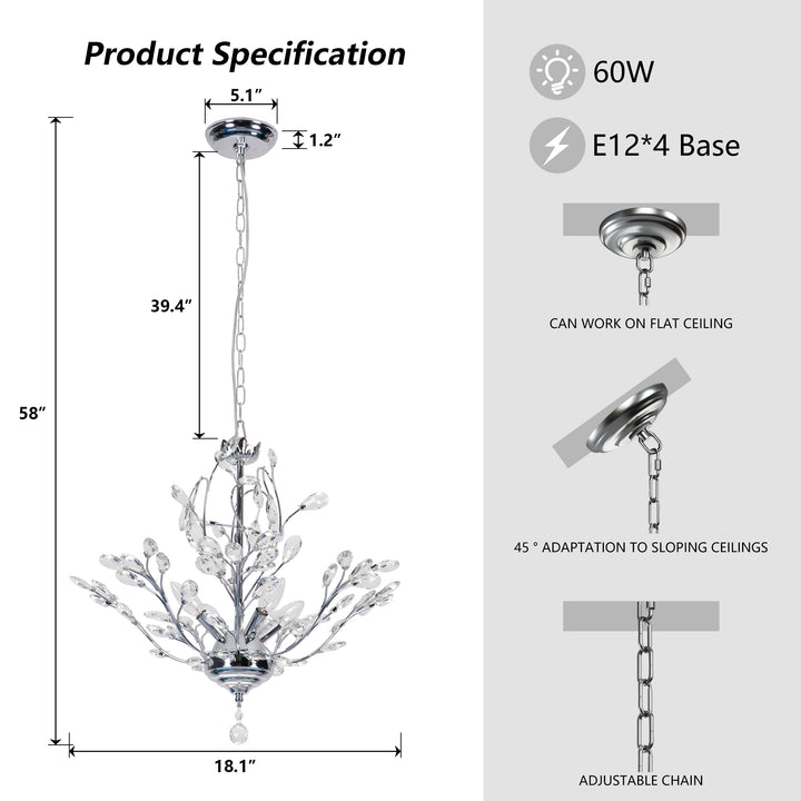 Maxax 4-Light Crystal Chandelier #19046
