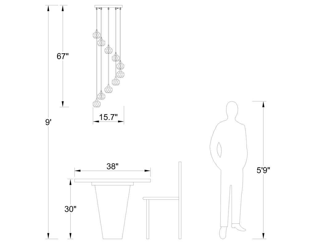 Maxax 10 - Light Stairway Spiral Chandelier for Foyer #MX19053