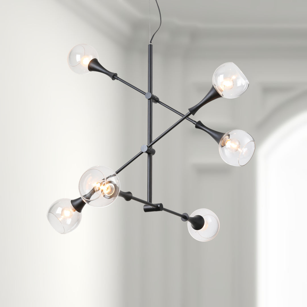 Maxax 6 - Light Sputnik Modern Linear Chandelier #MX19058-6-P