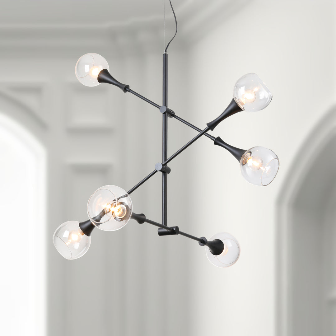 Maxax 6 - Light Sputnik Modern Linear Chandelier #MX19058-6-P