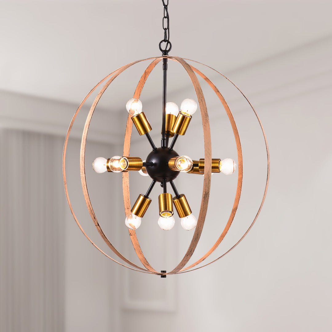 Maxax 12 - Light Dimmable Lantern Globe Chandelier #MX19060-12-P