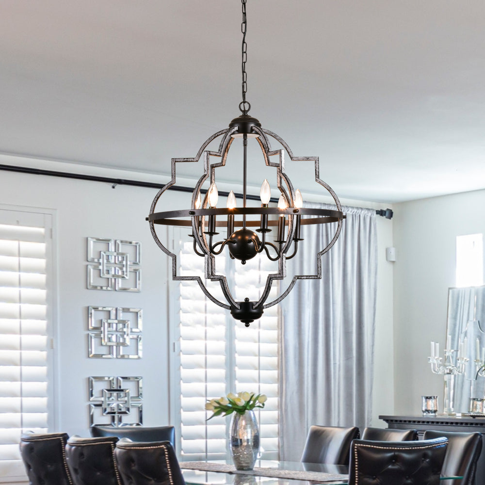 Maxax 6 - Light Candle Style Geometric Chandelier #MX19063-6-P