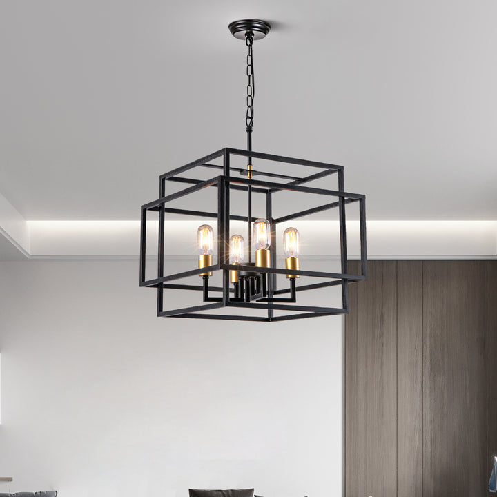 Maxax 4 - Light Lantern Square Chandelier#MX19078-4-P