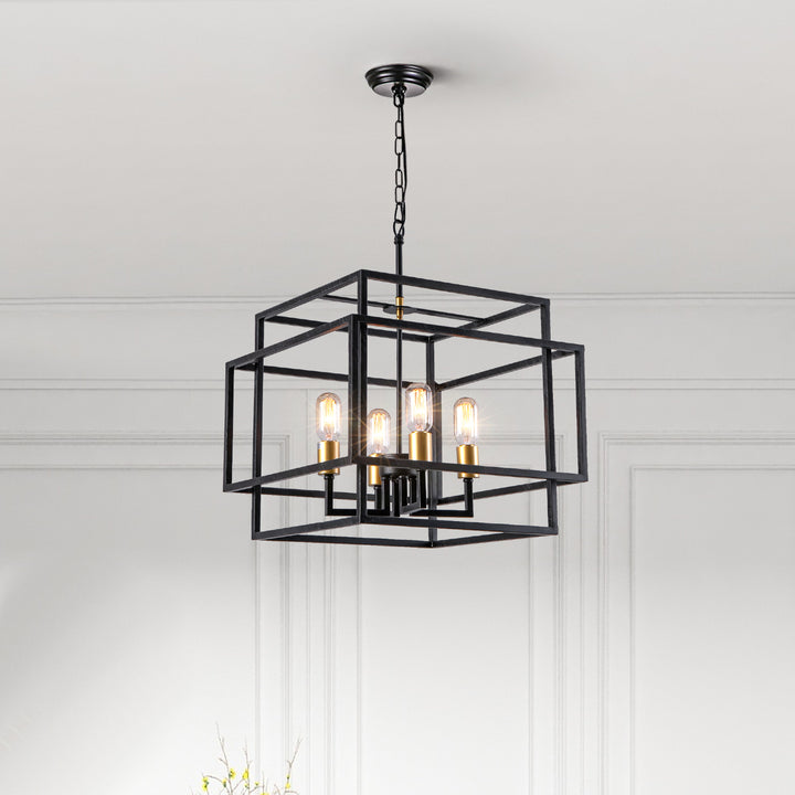 Maxax 4 - Light Lantern Square Chandelier#MX19078-4-P