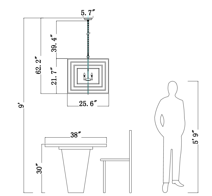 Maxax 4 - Light Lantern Square Chandelier #MX19079